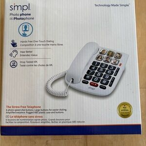 simpl Photo Phone — White Large-Button Desk Phone